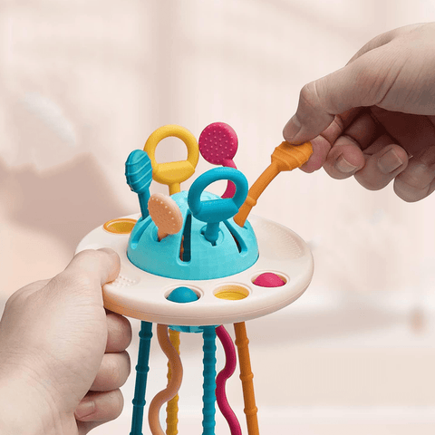BABYSENSE Sensory Pull Toy – Teether and Motor Skills Toy (6–18 months)