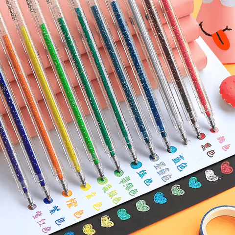 GLITZWRITE Glitter Gel Pens – Set of 12 Metallic Colours